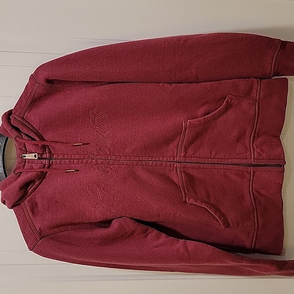 Carhartt Full Zip Maroon Embroidered Hoodie Size M 8-10 - Picture 8 of 8